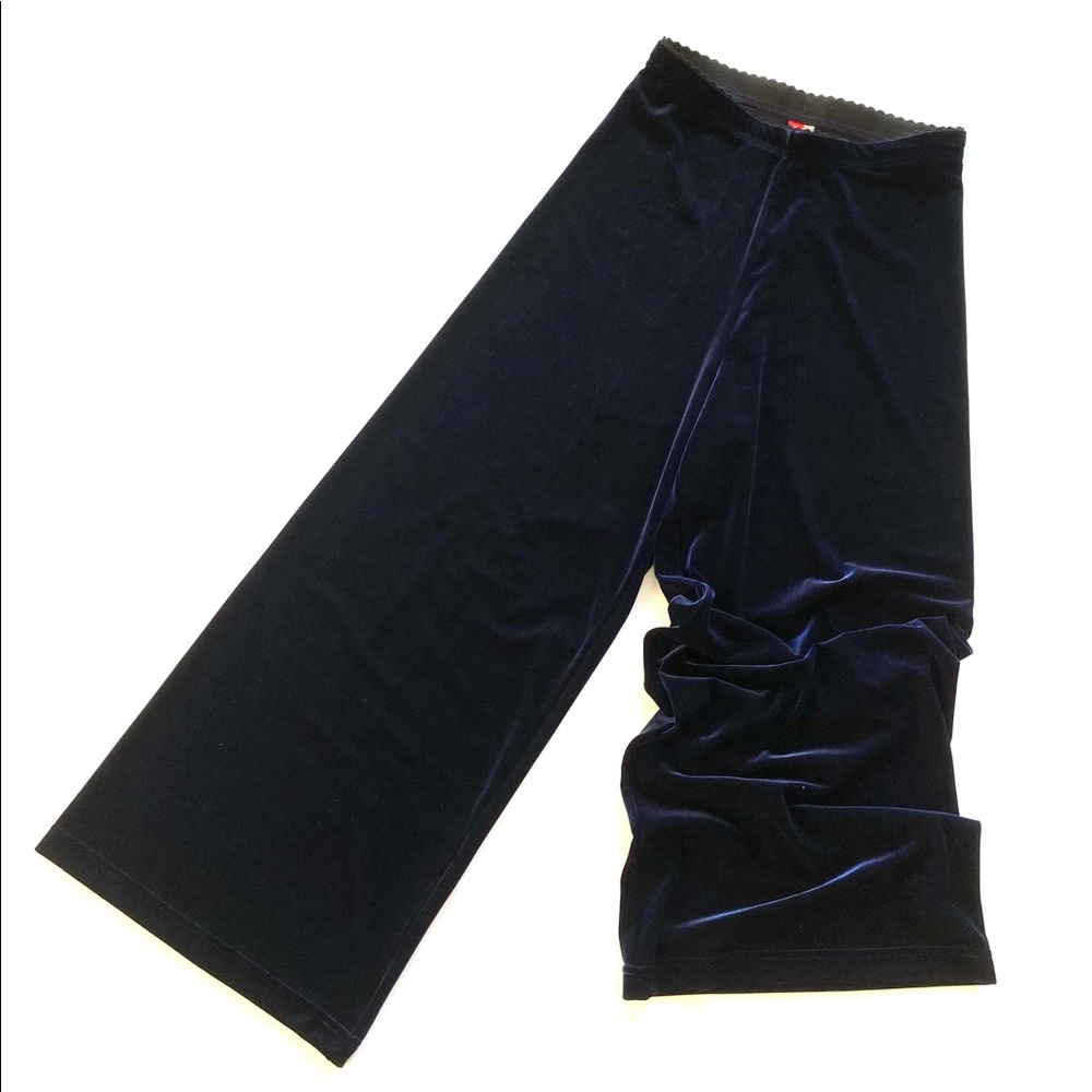 Sapphire Blue Cropped Stretch Velvet Pant